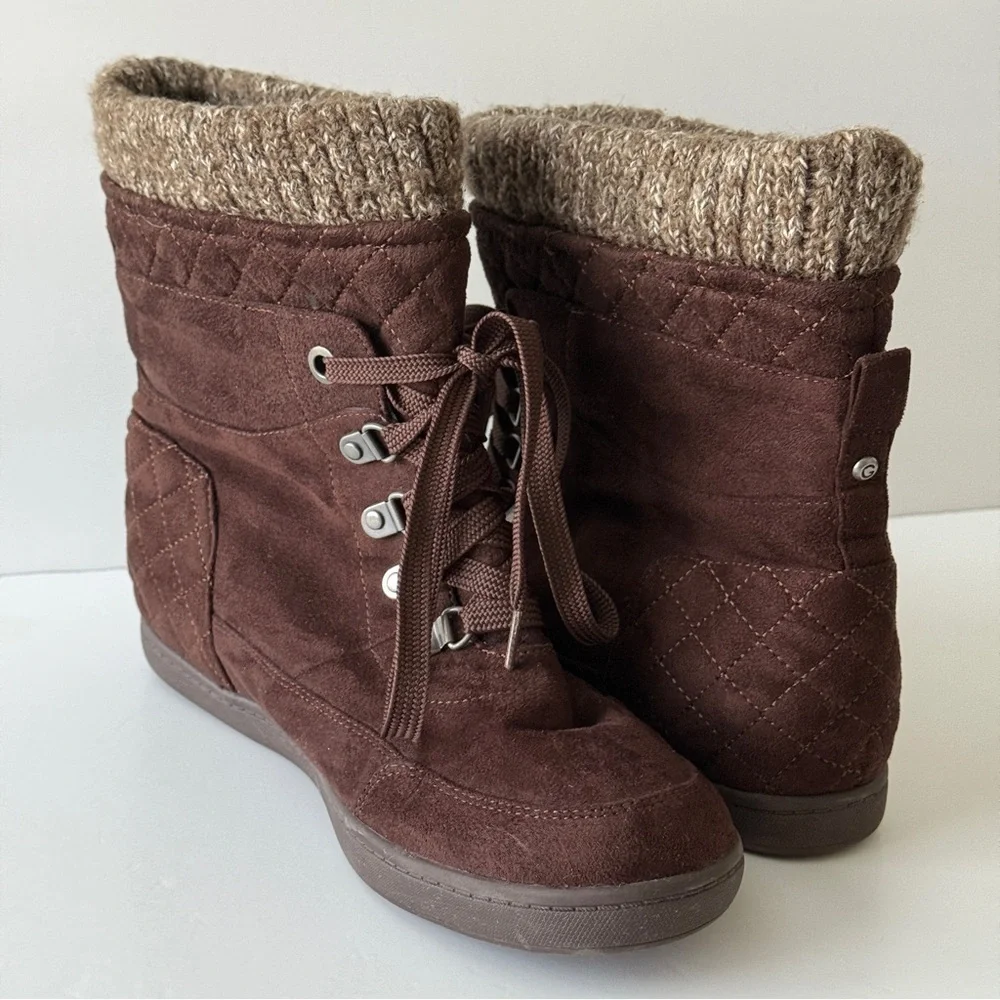 G by GUESS Women's Brown Lace Up Ankle Boots Size 10M